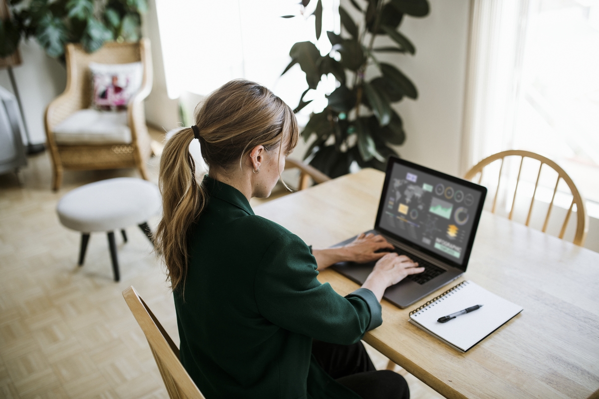 American woman working from home during coronavirus pandemic